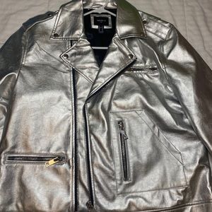 Metallic men leather jacket size Xl